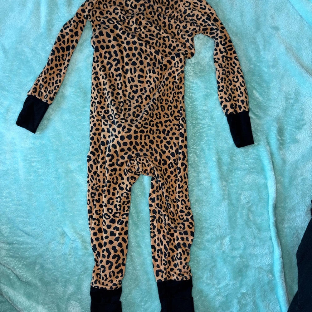 Little Sleepies Leopard Print Footie in Tan and Black - Picture 2 of 2